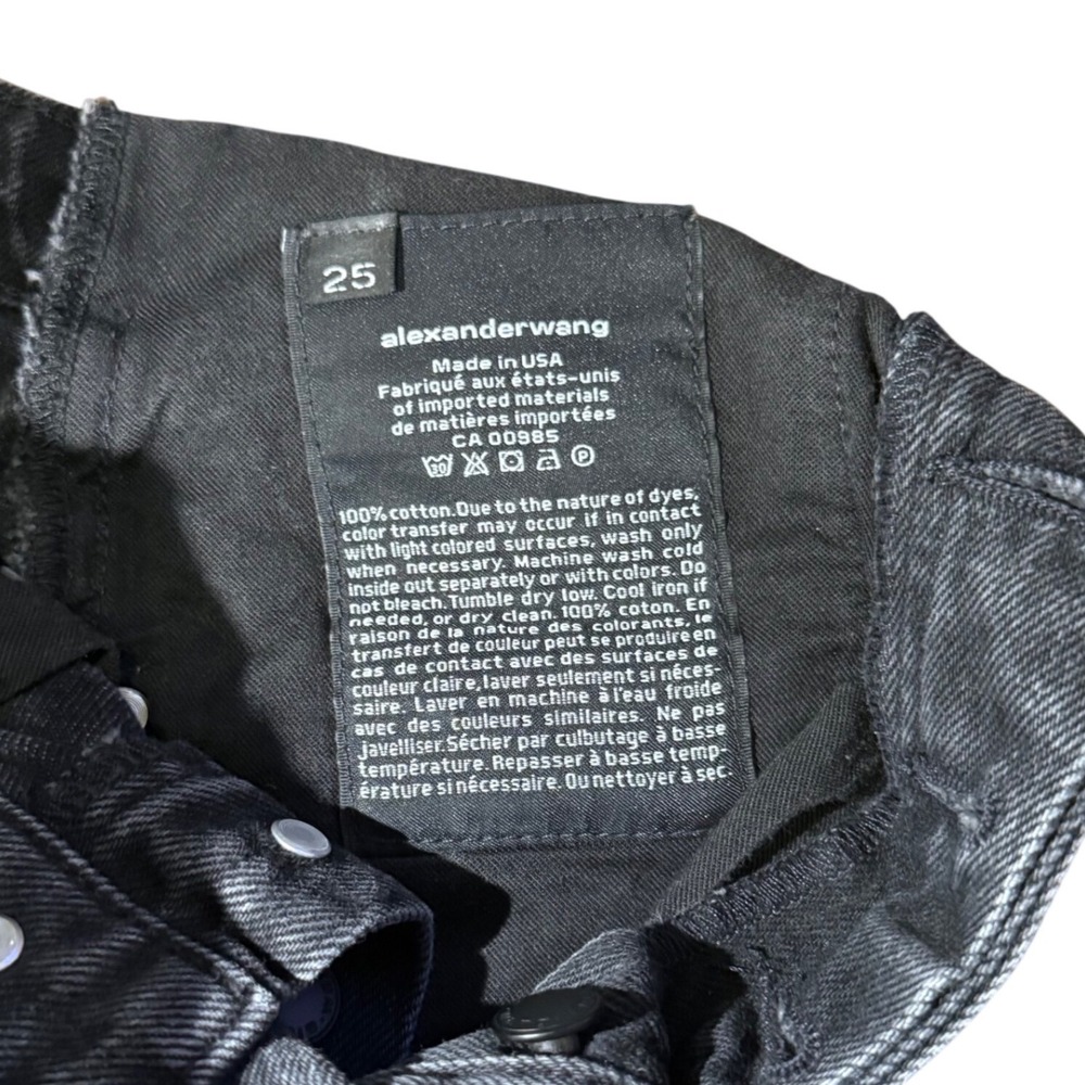 Alexander Wang Bite Fold Over Waistband Denim‎ Shorts Black Washed Size 25 - Picture 6 of 7
